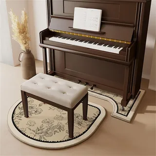 Hixingo Schallschutz Teppich Klavier, Teppich Boden mit Schallschutz für Klavier rutschfest TPR Schallschutzteppich Antivibrationsmatte für Studio, Musikzimmer (Vintage-Blumen,70 * 160cm)
