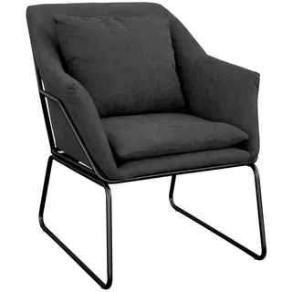 Svita Loungesessel gepolstert mit Armlehne Metallgestell Stoffbezug Anthrazit - Textil, 68x82x64 cm, Wohnzimmer, Sessel, Polstersessel