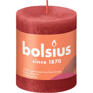 Bolsius  Rustik Stumpenkerze 8 x 6.8 cm zartes rot