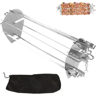 Grill-Rotisserie-Zubehör für Weber handgefertigte Rotisserie-Spieße, Schaschlik-Spieß-Set mit Tragetasche für Weber Genesis, Spirit, Summit Gasgrill, 7675 Drehspieß für die meisten Grills, Edelstahl