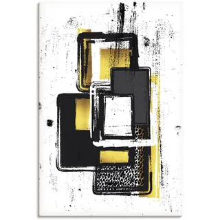 Wandbild ARTLAND "Abstrakte Malerei Nr. 3 gold" Bilder Gr. B/H: 40 cm x 60 cm, Leinwandbild Muster Hochformat, 1 St., goldfarben Kunstdrucke