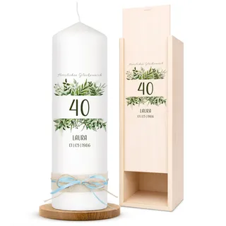 AMARI ® Geburtstagskerze personalisiert - Happy Birthday Kerze (002.05.01) - Personalisierte Kerzen - Geschenk - Kerze mit Namen - Kerze Geburtstag, 16. 18. 20. 21. 30. 40. 50. 60. 70. 80. 90. 100.