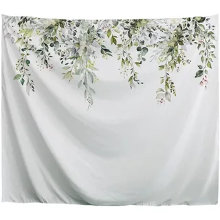 A.Monamour Wandteppiche Wanddekor Tuch Aquarellblätter Und Blumen Floraler Hintergrund Bild Stoff Wandtuch Wandbehang Wandkunst Wandbilder für Schlafzimmer Schlafsaal Wohnzimmer 180x200cm