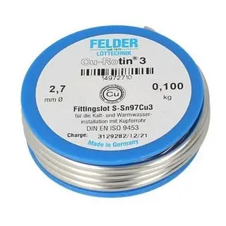 Felder Cu-Rotin® 3 Lötzinn, bleifrei Spule Sn97Cu3 0.100kg 2.7mm