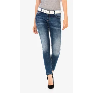 Slim-fit-Jeans CIPO & BAXX Gr. 32, Länge 34, blau Damen Jeans Röhrenjeans im lässigen Used Look