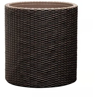 Runder Blumenkübel 36 cm Keter Rattan Stil Innen Außen Drainagestopfen