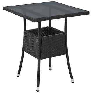 Juskys Yoro Polyrattan Gartentisch quadratisch 60 x 60 cm Schwarz 