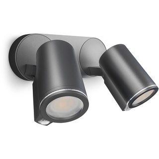 Steinel LED-Strahler Spot DUO SC anthrazit, mit 90° Bewegungsmelder, vernetzbar, per App bedienbar, inkl. GU10-Leuchtmittel, Aluminium, 14,6 W, 1 Stück (1er Pack)