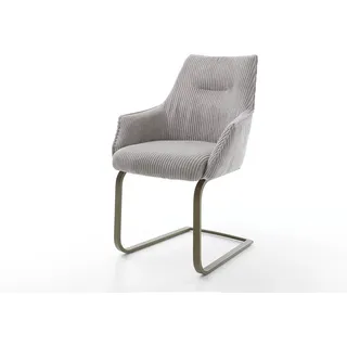 DELIFE Polsterstuhl Alja-Flex, mit Armlehnen Freischwinger flach Effektfinish Titan Cord Silbergrau T grau|silberfarben