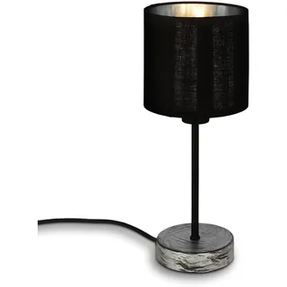 BRILONER - Nachttischlampe mit Lampenschirm aus Stoff, Ein-/Ausschalter, E14 Fassung, max. 25 Watt, Tischlampe, Lampe, Schreibtischlampe, Tischleuchte, Bürolampe, Leselampe Bett, 28x13 cm, Schwarz