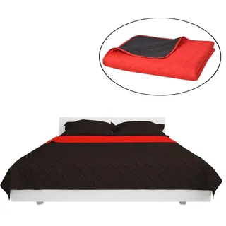 vidaXL Gesteppte Wende-Tagesdecke 220 x 240 cm Rot/Schwarz