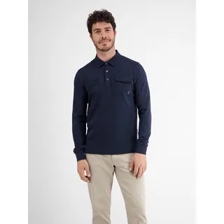 Langarm-Poloshirt LERROS "LERROS Longsleeve-Polo, gestreift" Gr. S, blau (classic navy) Herren Shirts Poloshirts