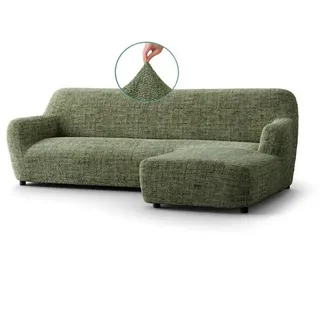 Sofahusse 1-teiliger Sofabezug für L-Form mit Ottomane, italienische Handarbeit, Paulato by GA.I.CO, blickdichter, langlebiger 2-farbiger Mikrofaserstoff grün