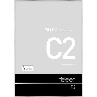 nielsen Bilderrahmen, 70 x 100 cm, Aluminium, Silber glanz, Posterrahmen zum Aufhängen im Hoch- & Querformat, Echtglas, C2
