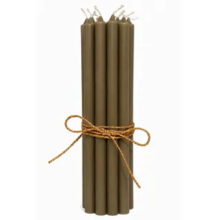 12er Pack dünne Stabkerzen H:20 cm Ø:1,3 cm (Olivgrün) | Dünne Kerze Brenndauer: 2,5 Stunden Weihnachten Hochzeit Ostern Geburtstag