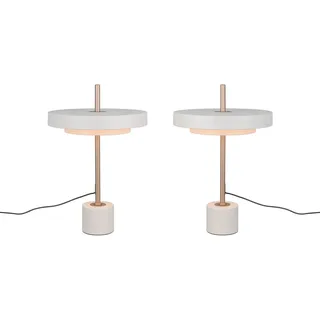 TRIO Leuchten LED Nachttischlampe, Dimmfunktion Lichttemperatur einstellbar, LED fest integriert, Warmweiß, Neutralweiß, 2er SET große Designer Tischleuchten dimmbar, Höhe 45,5cm grau