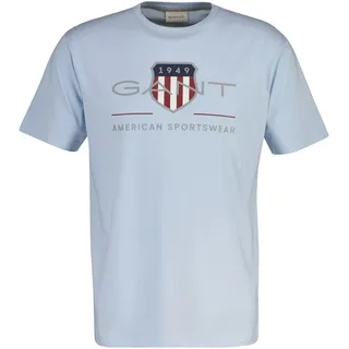 GANT Herren T-Shirt - REGULAR ARCHIVE SHIELD, Rundhals, kurzarm, Baumwolle, Print Blau (Fresh Blue) / 4XL