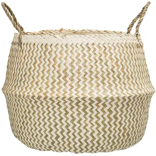 Bloomingville Aufbewahrungskorb Elena rund aus Seegras 42 x 42 x 34 cm natur/weiß