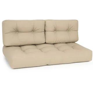 Beautissu Palettenkissen 120 x 80 x 15 cm beige 2-tlg.