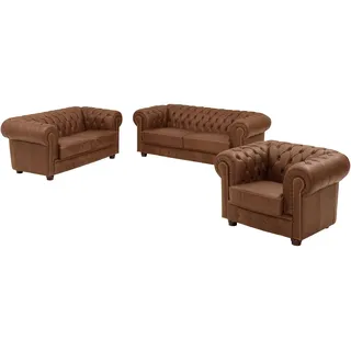 58 aufm Kessel 3-2-1 Garnitur Leder 3-Sitzer Cognac