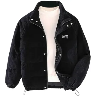 Cordjacke Männer Winterjacke Warme Einfarbig Klassisch Winterjacke Übergangsjacke Langer Ärmel Jacke Wintermantel Herren mit Reißverschluss