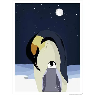 Close Up Kinderzimmer Poster Pinguin Mutter mit Kind Polar (30cm x 40cm)