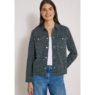 Hemdjacke CECIL, Damen, Gr. XL (44), grün (dried olive grün), Web, Obermaterial: 81% Baumwolle, 17% Polyester, 2% Elasthan, regular fit hüftbedeckend, Rundhals, Jacken, Bedruckte Jeansjacke mit Animal-Muster