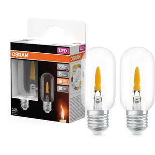 Osram LED Lampe mit Flammeneffekt, 2er-Pack, E27, 1800 K, 20 lm, 300° Abstrahlwinkel, 15.000 h Lebensdauer, 110 mm Länge,