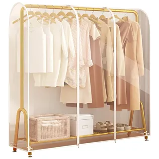 Große staubdichte Abdeckung für Kleiderstange, transparente PEVA-Kleiderstangen-Schutzhülle mit festen Riemen, wasserdichter Schutz für Kleiderständer (130 x 50 x 150 cm)
