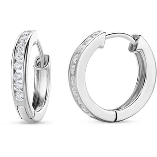 MIORE Schmuck Damen, Creolen Silber 925, Ohrringe Silber- Vergoldet 18K Silber mit Zirkonia Steinen, echt Silber Creolen, hoops ohrringe 16 mm, Silberschmuck Damen 925