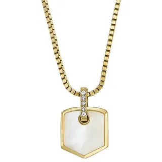 Fossil Fünfeck-Anhänger-Halskette Gold Edelstahl