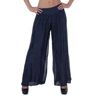 Caspar KHS010 Damen Elegante Lange Marlene Hose Hosenrock mit Seidenanteil und hohem Stretch Bund, Farbe:dunkelblau, Größe:S-M - S-M
