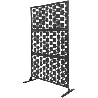 Sichtschutz aus Metall Sichtschutz für Außen und Innen Raumteiler mit Ständer 120x40x190cm Schwarz Freistehend Für Terrasse Garten Balkon