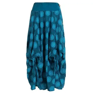 Vishes Maxirock Langer Damen Ballon-Rock Pump-Rock Baumwolle Blüten-Muster Retro Style, Sweat-Rock blau 36