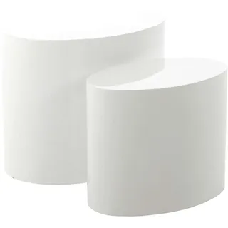 Actona Livetastic oval weiß 2er Couchtischset