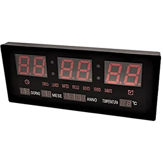 LEOFLA Digitale LED-Wanduhr mit Datumsanzeige und Thermostat, schmal, Datum, Temperatur, variabel, mittel