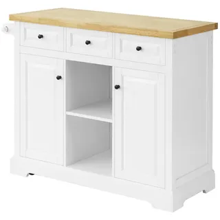 SoBuy Kücheninsel, Weiß, Holzwerkstoff, Holz, 115x91x46 cm, Küchen, Küchenmöbel, Kücheninseln