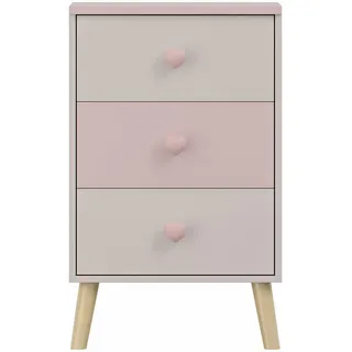 [en.casa] Nachtschrank Sandnes 62 x 38 x 30 cm Weiß/Rosa