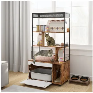 PawHut Katzentoilette 80 x 48 x 152 cm Braun