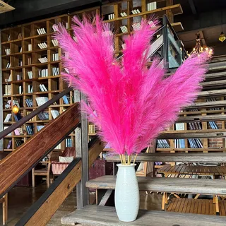penepico Künstliches, pinkfarbenes Pampasgras, hoch, 8 Stück, 110 cm, große künstliche Pampasblumen, flauschig, Lange künstliche Federblumen für Boho-Hochzeitsdekoration im Wohnzimmer