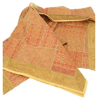 Guru-Shop Tagesdecke Orientalische Patchwork Brokatdecke, indische.. gelb