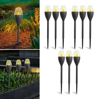 Home Ideas LED Solarfackeln - Solarleuchten für Außen Garten, Gartenlampe wasserdicht (9er Set)