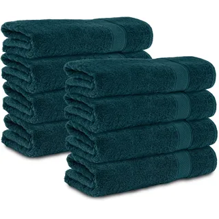 Komfortec 8er Duschtücher 70x140 cm Set aus 100% Baumwolle, 470g/m2, Frottee, Weich, Petrol