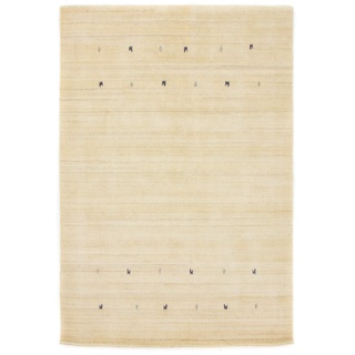 carpetfine Wollteppich Gabbeh Uni Weiß 120x170 cm | Moderner Teppich für Wohn- und Schlafzimmer