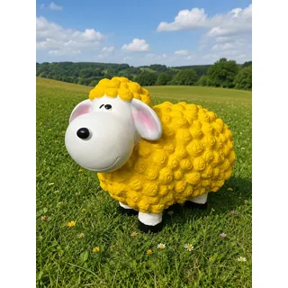 Lustiges Deko Schaf bunt Lamm Gelb Tierfigur Gartenfigur Tier