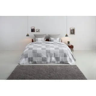 OTTO home Tagesdecke Gretje gesteppte Tagesdecke für Kinder, Tagesdecke im Patchwork-Design grau 140 cm x 210 cm