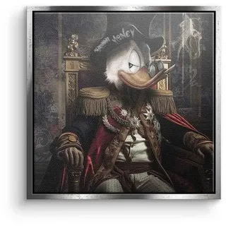 DOTCOMCANVAS® Leinwandbild Billionaire, Leinwandbild Dagobert Duck Renaissance Portrait Wandbild Kunstdruck silberfarben