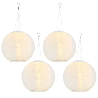 GLOBO Lampion Edelstahl/Kunststoff 30x55 cm 4er Set weiß