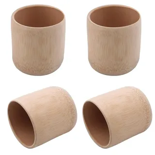 POFET 4 Stück Bambus-Teetasse Wasserbecher Holzbecher zum Trinken von Tee Home Mug Handmade Green Tea Cup