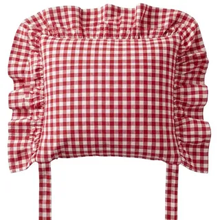 Diwzbyn Sitzkissen Stuhlkissen mit Bindebändern und abnehmbarem Bezug, 45 × 45 cm, Rutschfeste Sitzauflage für Küchen- und Esszimmerstühle rot